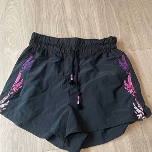 Free People Black Shorts with Pink and Purple Accents